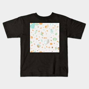 Cottagecore Pumpkin Snails Pattern Kids T-Shirt